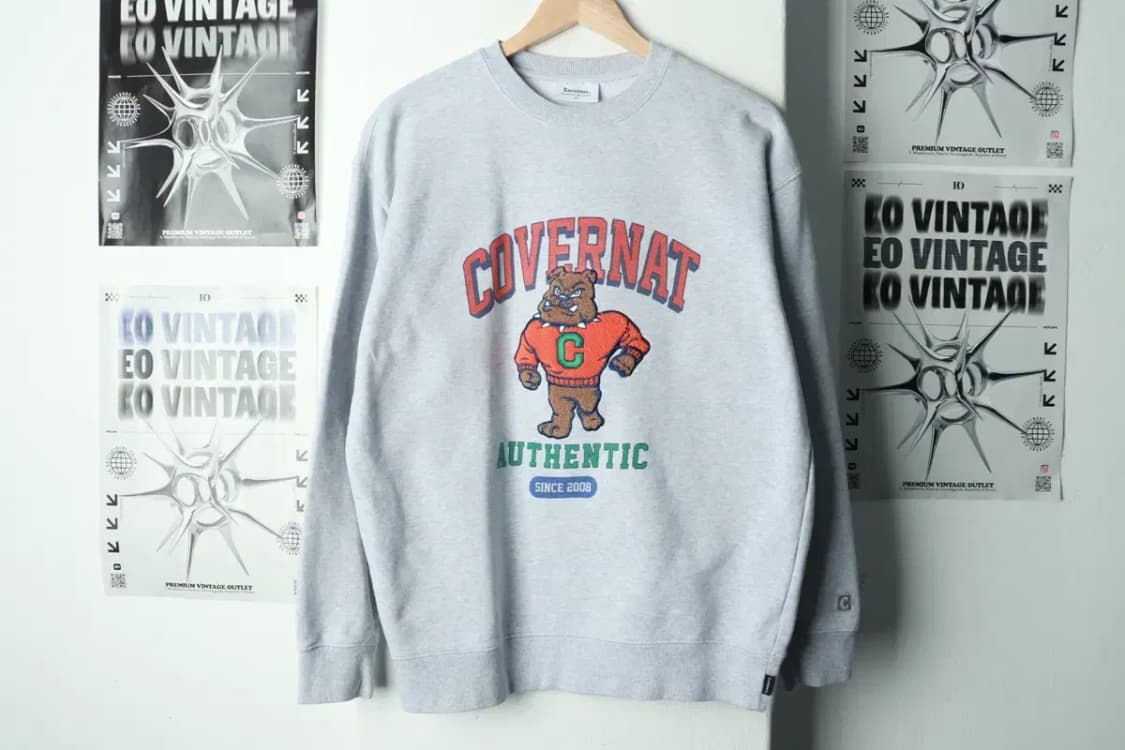 (L-XL) 커버낫 맨투맨 티셔츠 빅로고 그레이 올드스쿨-16986 상품이미지2