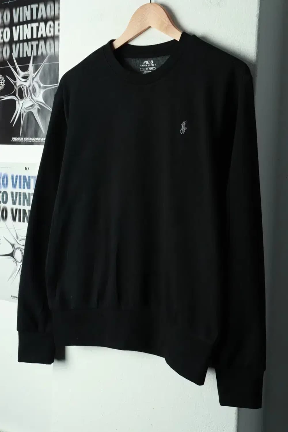 (S-M) 폴로 랄프로렌 맨투맨 티셔츠 블랙 포니 레이온-16988 상품이미지1