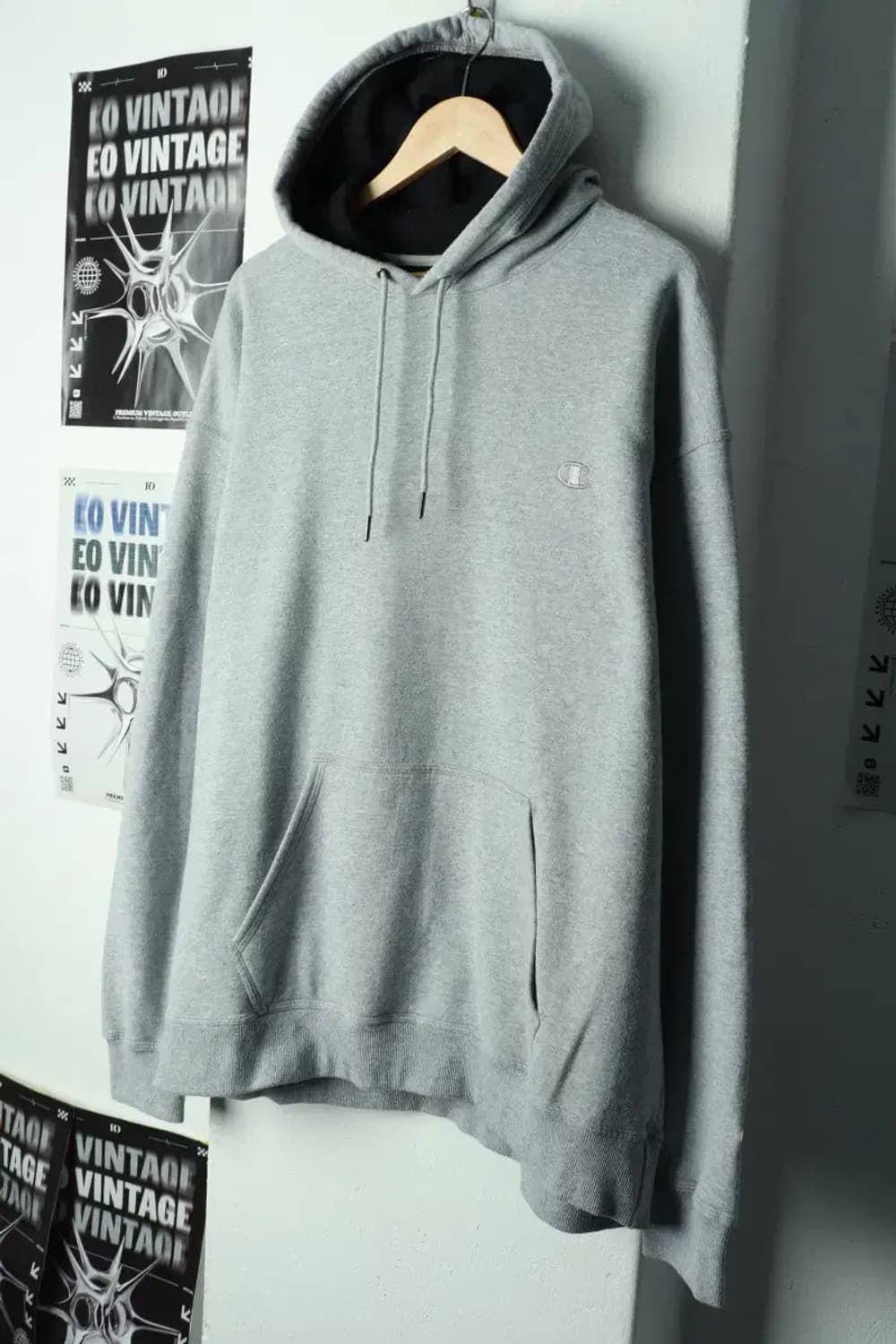 (4XL) 챔피온 후드티셔츠 빅사이즈 그레이 기모 올드스쿨-1698A 상품이미지1