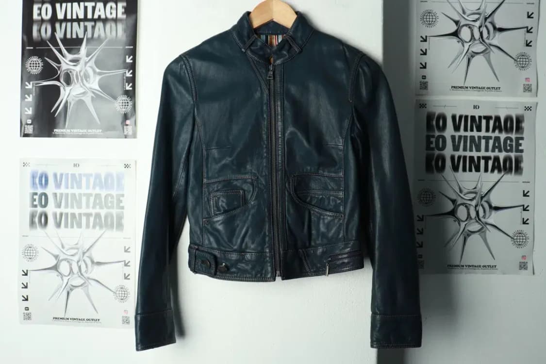 W(F) 빈폴 집업 바람막이 점퍼자켓 레더 블루 크롭 가죽-169A2 상품이미지2