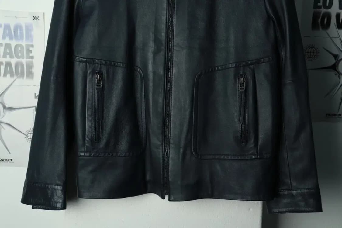 (L) 셀렙샵 에디션 집업 바람막이 점퍼자켓 리얼레더 램스킨-169A4 상품이미지4