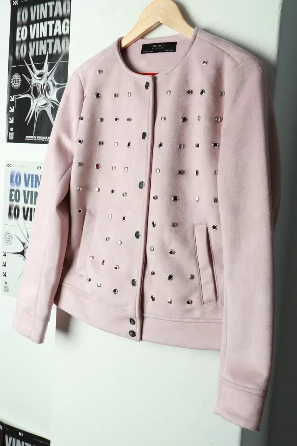 W(M) 자라 집업 바람막이 점퍼자켓 스웨이드 핑크 딸기우유-169A5 상품이미지1