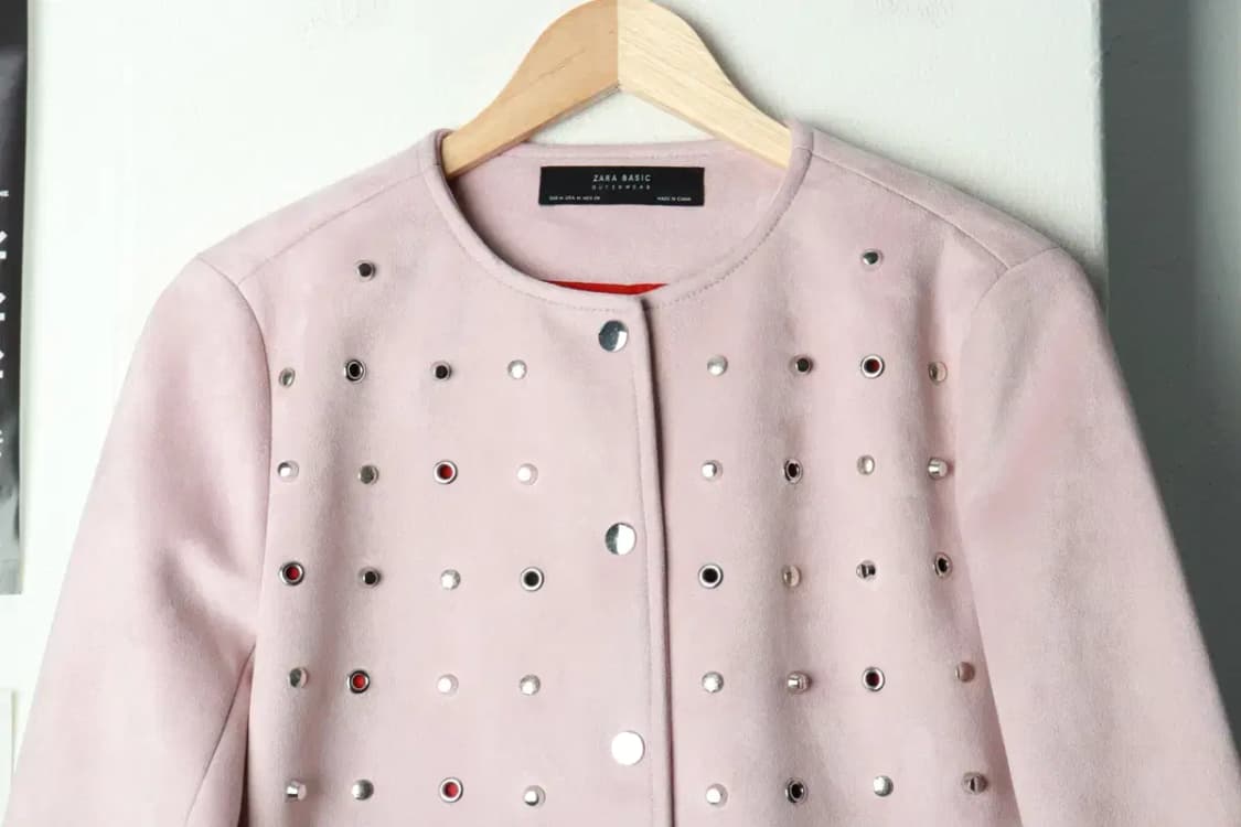 W(M) 자라 집업 바람막이 점퍼자켓 스웨이드 핑크 딸기우유-169A5 상품이미지3