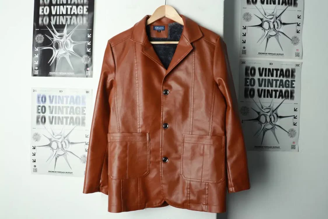 W(M) 브랜드빈티지 집업 바람막이 점퍼자켓 페이크레더 기모-169A6 상품이미지2