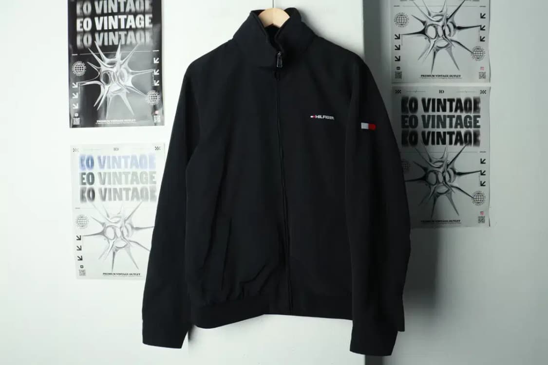 (L-XL) 타미힐피거 집업 바람막이 점퍼자켓 블랙 올드스쿨-169AA 상품이미지2