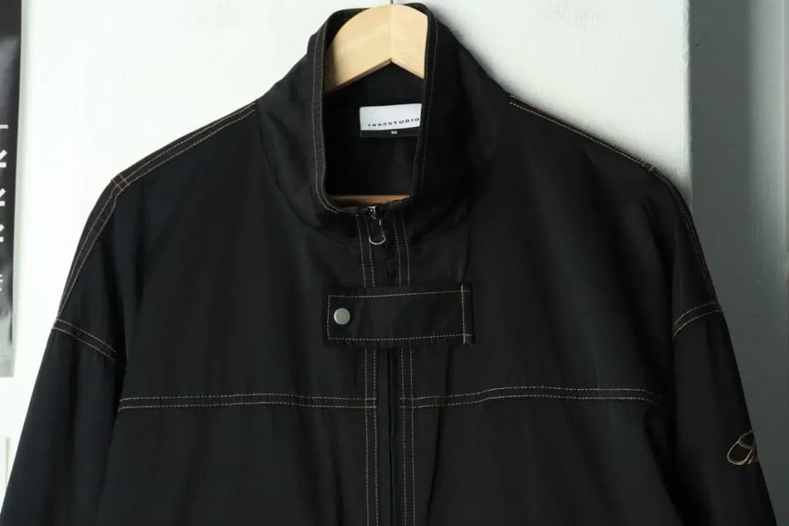 (M-L) 스튜디오 집업 바람막이 점퍼자켓 스티치 블랙-169AB 상품이미지3