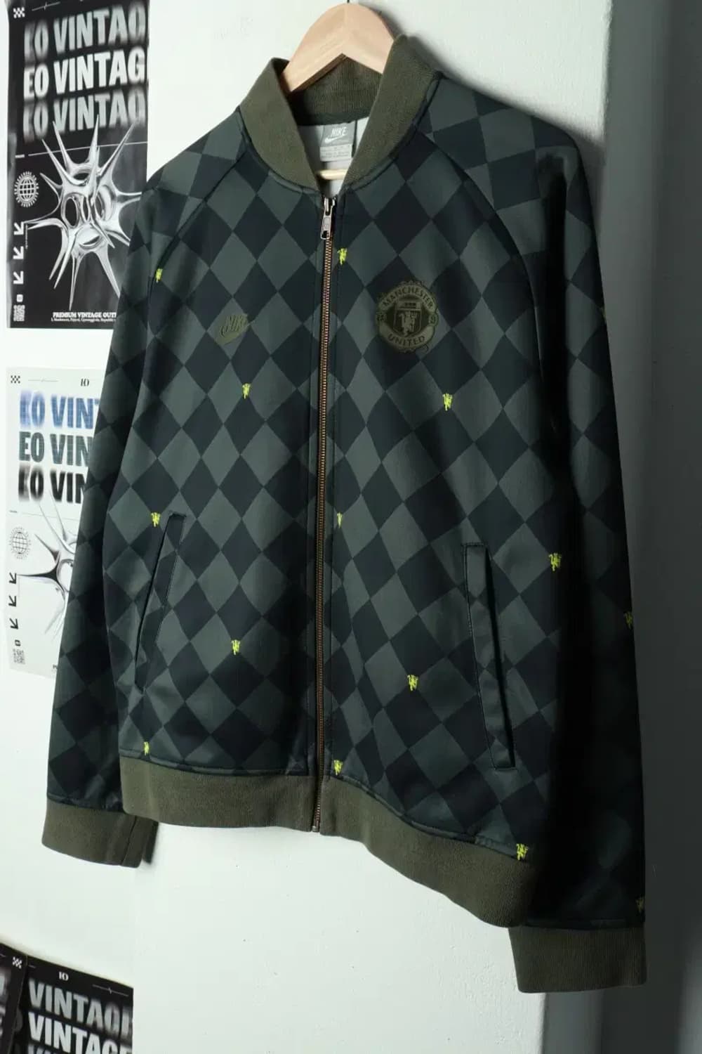 (M-L) 나이키 집업 바람막이 점퍼자켓 맨유 00년대 그린-169AE 상품이미지1