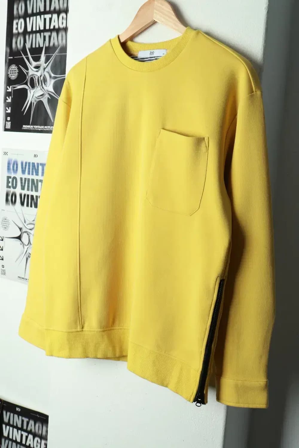 (M-L) 지오송지오 맨투맨 티셔츠 작은이염 노랑 올드스쿨-169B0 상품이미지1