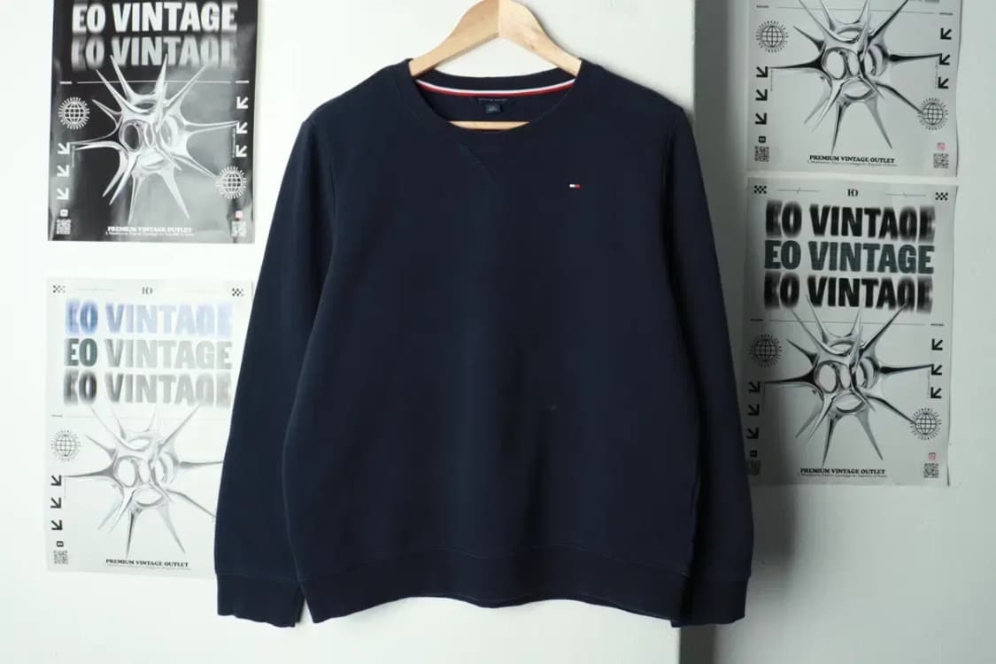 W(L) 타미힐피거 맨투맨 티셔츠 작은사용감 네이비 기모-169B2 상품이미지2