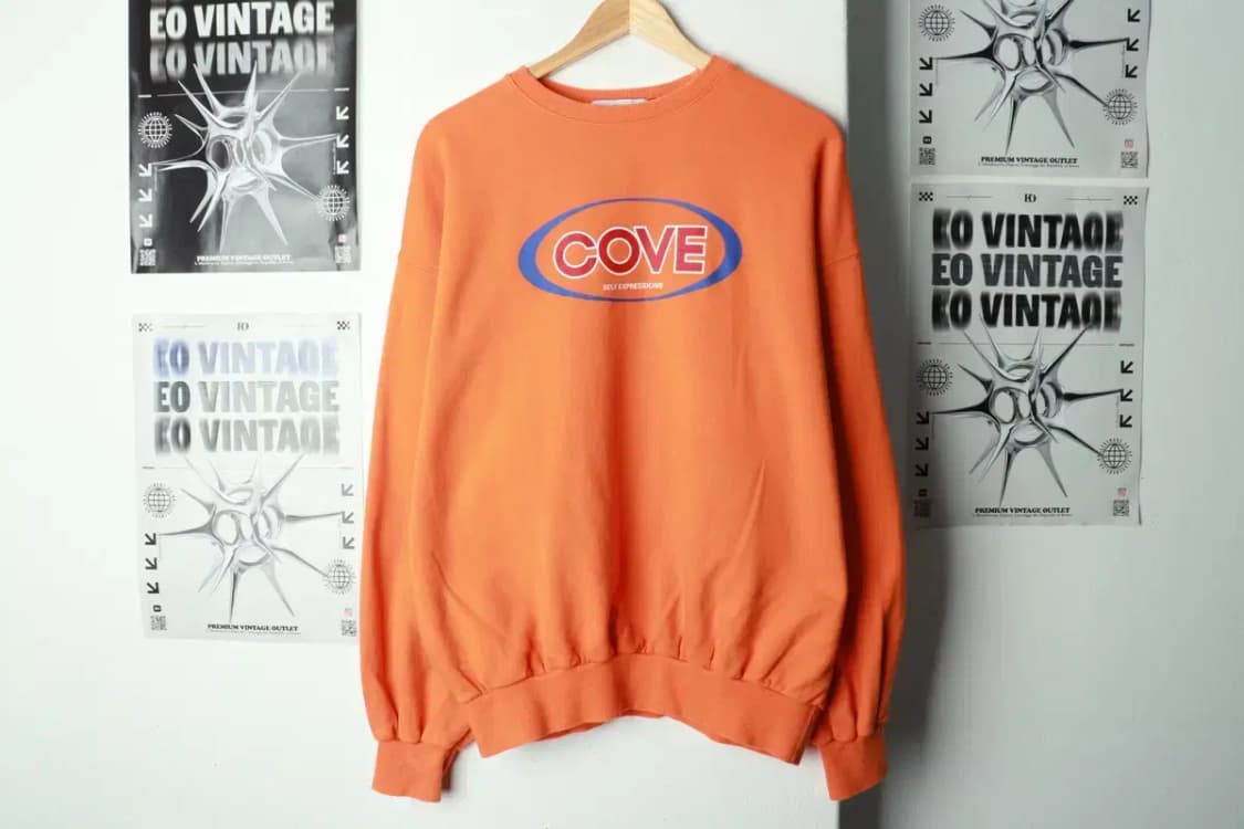 (M-L) 코브 맨투맨 티셔츠 빅로고 주황 올드스쿨-169B3 상품이미지2