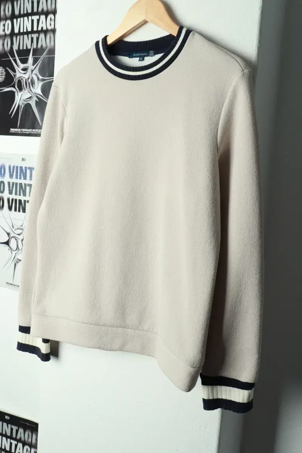 (M) 바쏘옴므 맨투맨 티셔츠 무지 폴리-169B4 상품이미지1