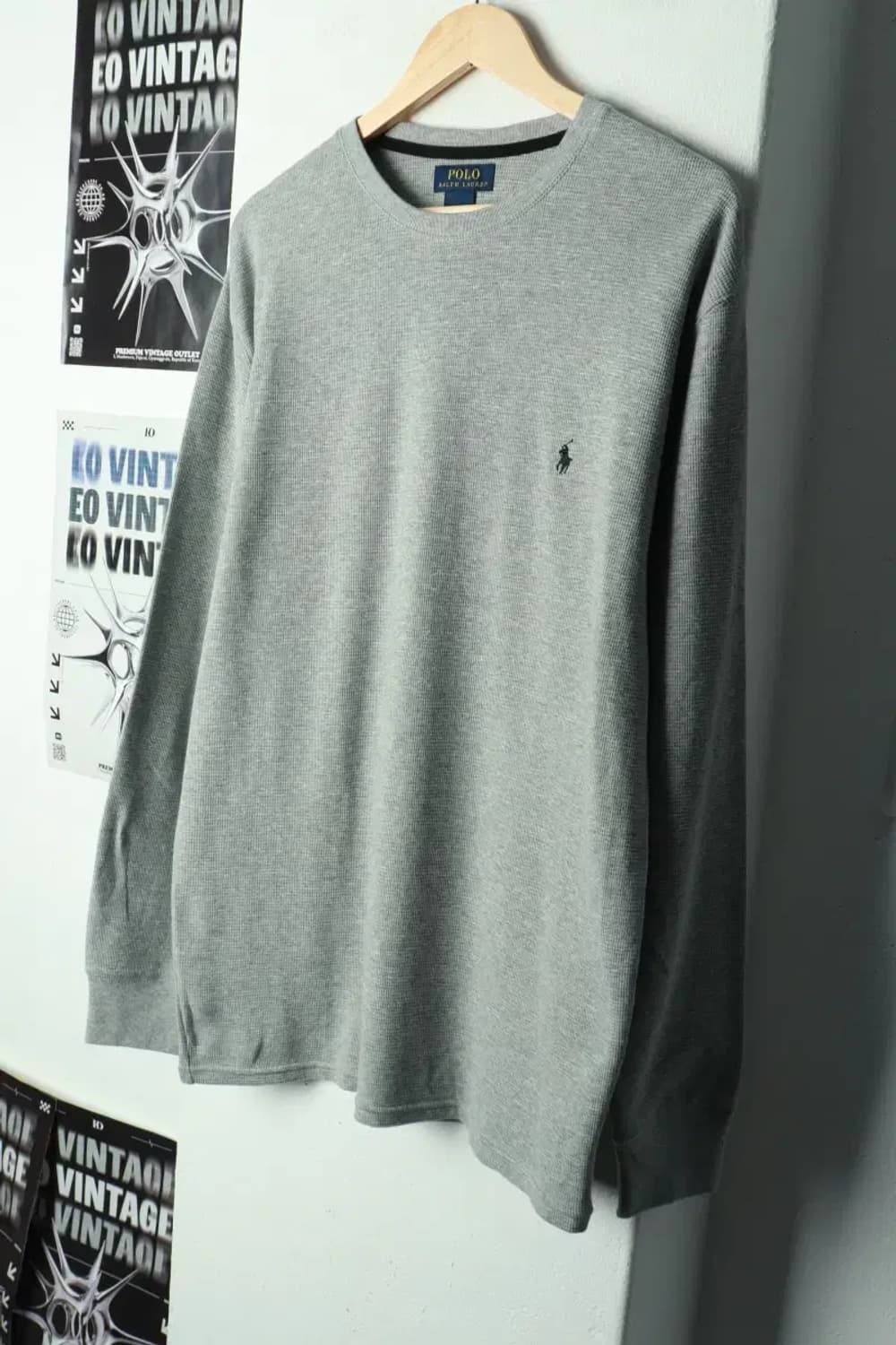 (XL-2XL) 폴로 랄프로렌 긴팔티셔츠 와플 그레이 포니-169B5 상품이미지1