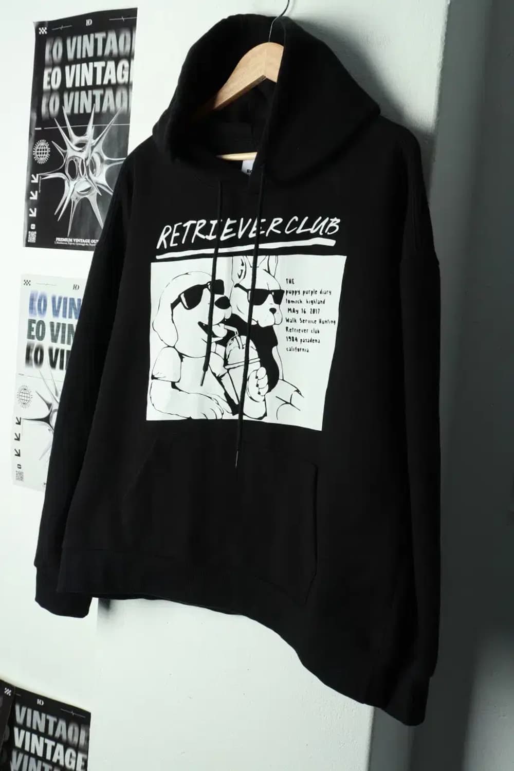 (L-XL) 리트리버클럽 후드티셔츠 빅로고 블랙 올드스쿨-169BA 상품이미지1