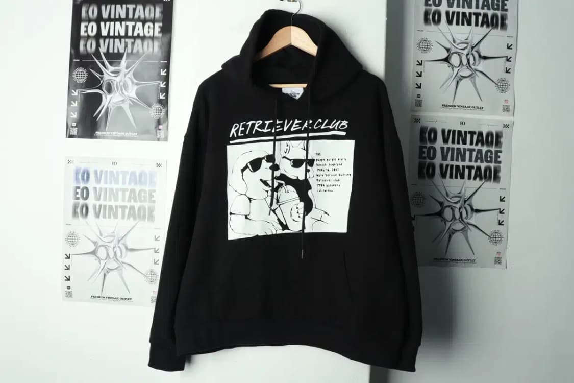 (L-XL) 리트리버클럽 후드티셔츠 빅로고 블랙 올드스쿨-169BA 상품이미지2