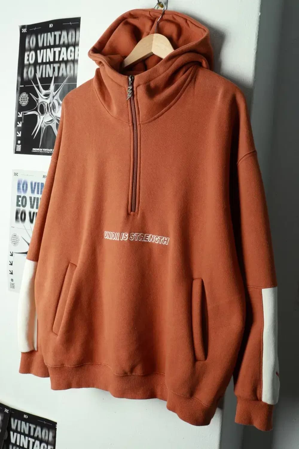 (M-L) 후드티셔츠 루즈핏 반집업 기모 된장-169BB 상품이미지1