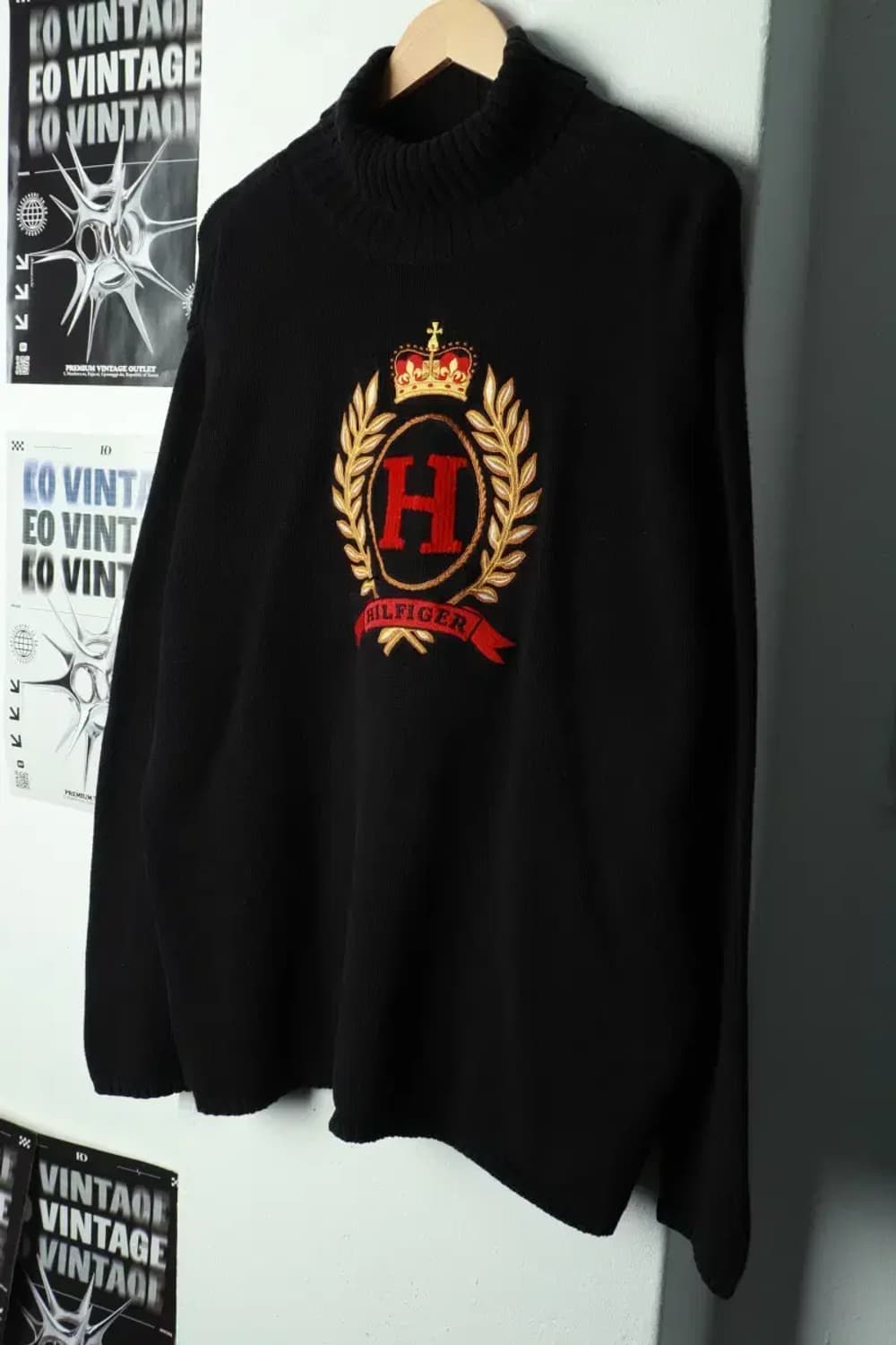 (XL-2XL) 타미힐피거 니트 대장 빅사이즈 목폴라 블랙-169C5 상품이미지1