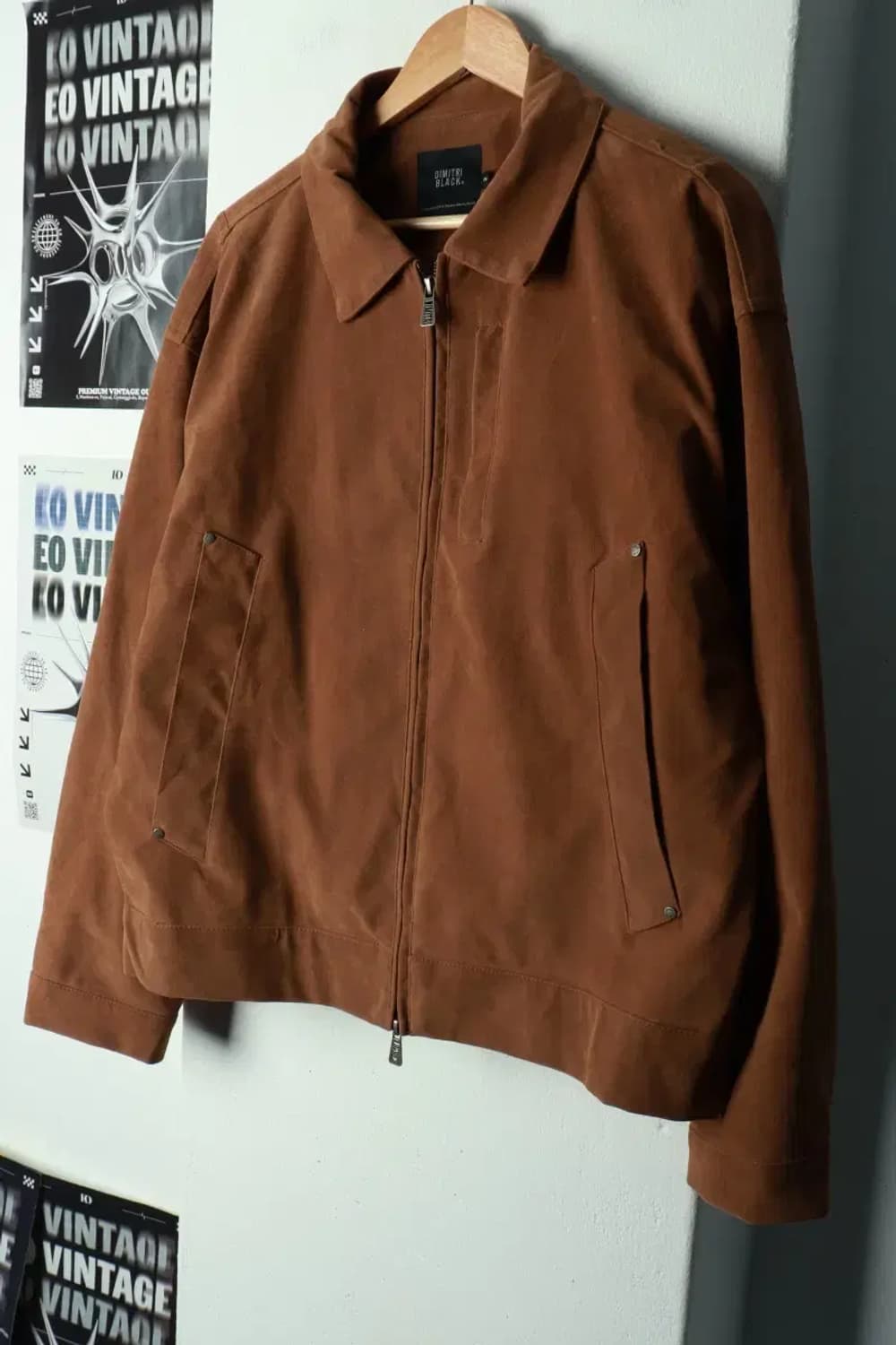 (XL) 디미트리블랙 집업 바람막이 점퍼자켓 블루종 스웨이드-16A1E 상품이미지1