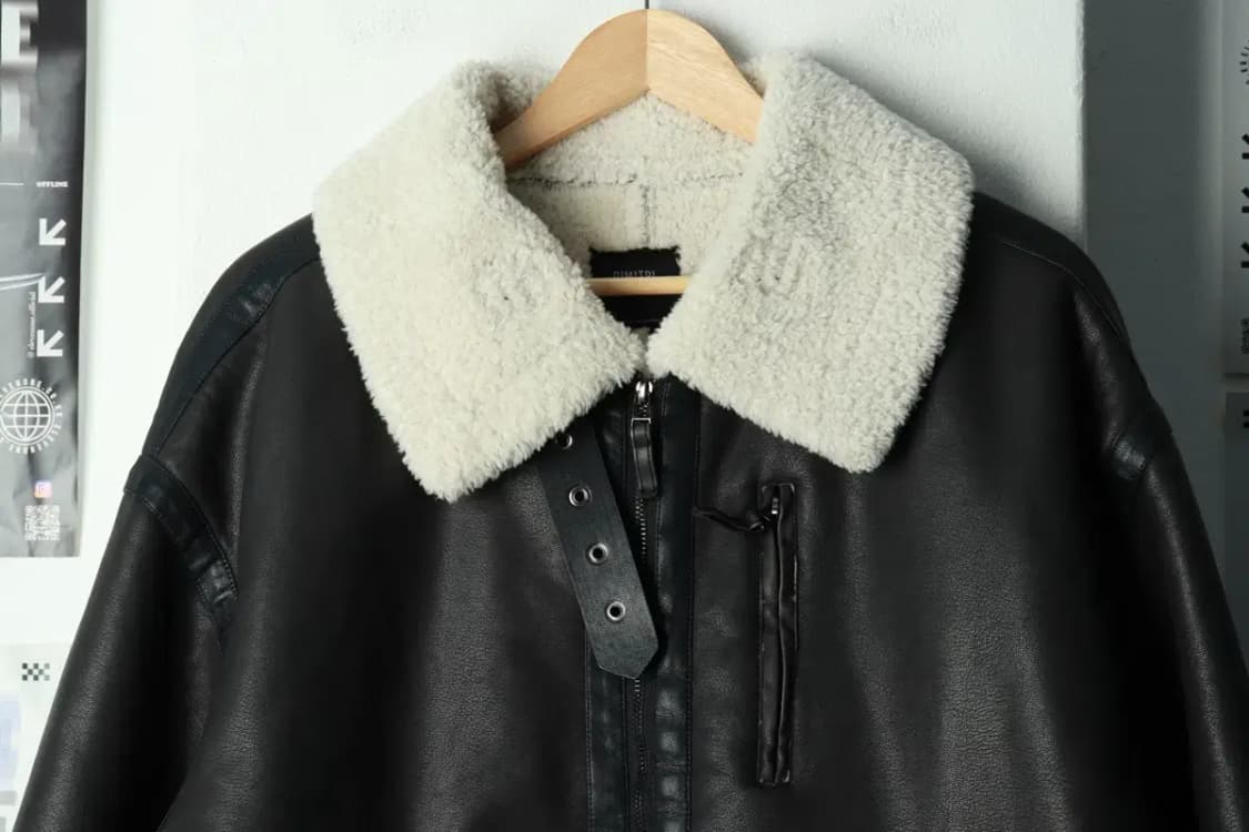 (L) 디미트리블랙 집업 바람막이 점퍼자켓 무스탕 레더 블랙-16A1F 상품이미지3