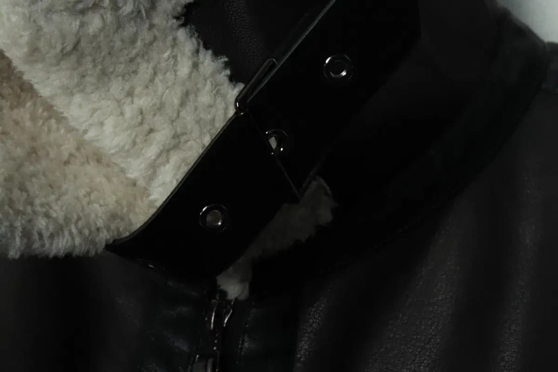 (L) 디미트리블랙 집업 바람막이 점퍼자켓 무스탕 레더 블랙-16A1F 상품이미지5