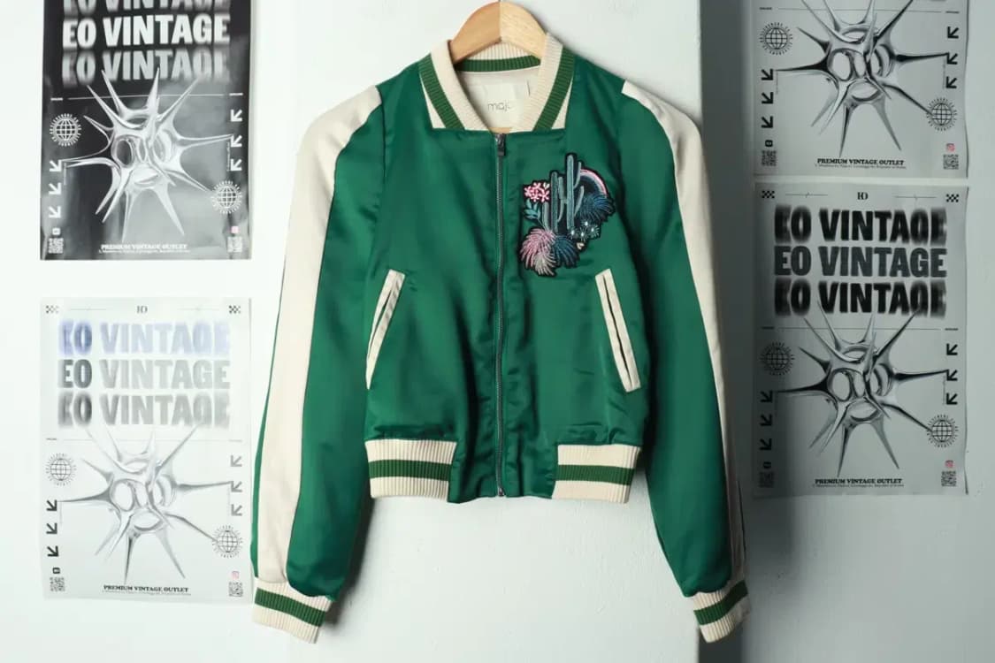 W(S) 마쥬 집업 바람막이 점퍼자켓 스카잔 플라워 그린 새틴-16A24 상품이미지2