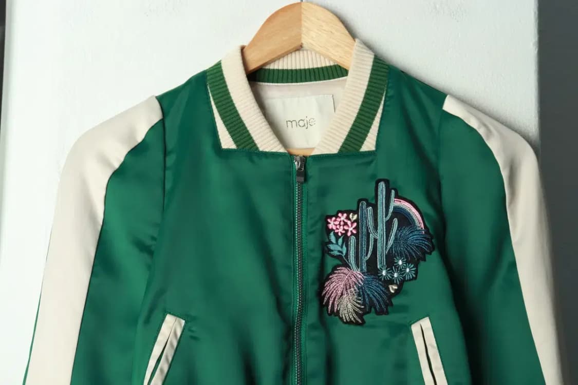 W(S) 마쥬 집업 바람막이 점퍼자켓 스카잔 플라워 그린 새틴-16A24 상품이미지3