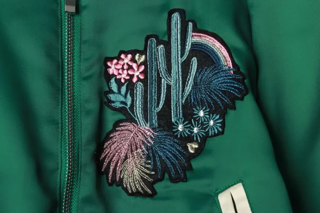 W(S) 마쥬 집업 바람막이 점퍼자켓 스카잔 플라워 그린 새틴-16A24 상품이미지5