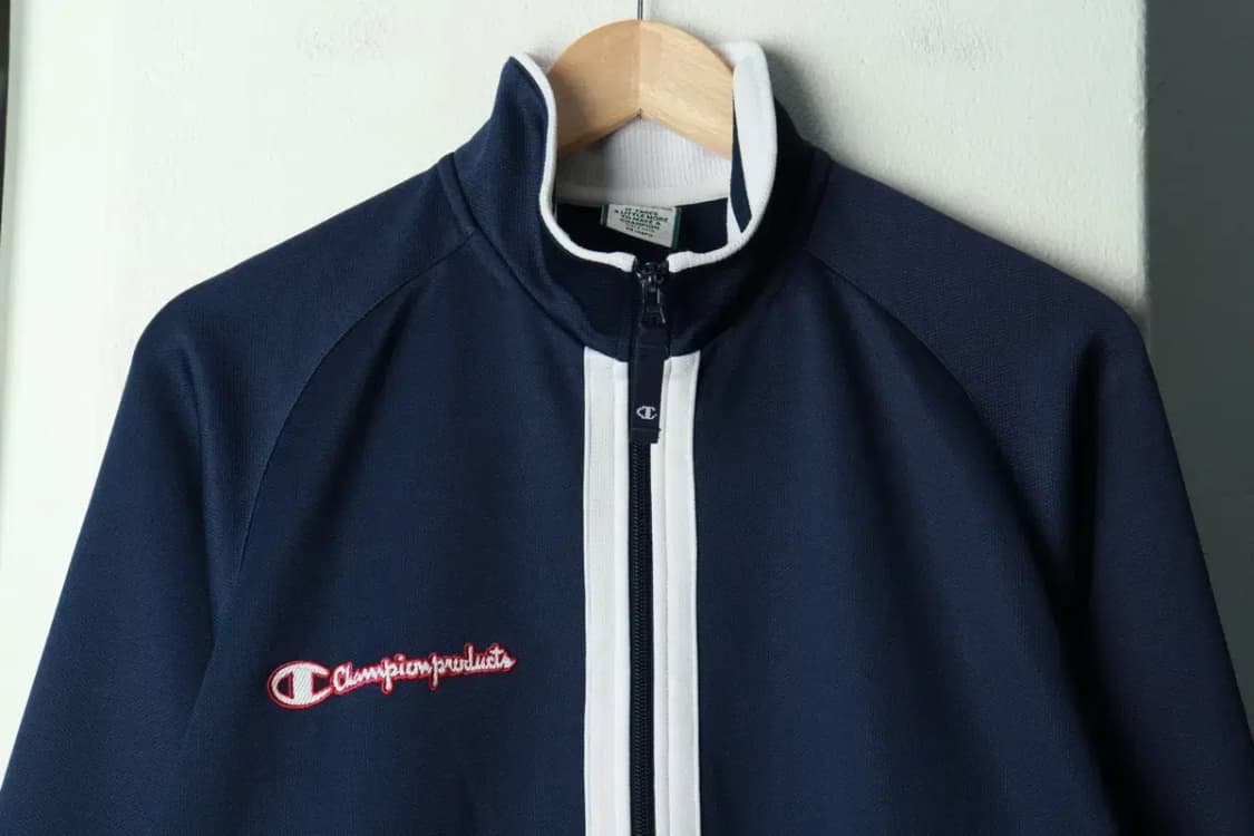 (M-XL) 챔피온 집업져지 트랙탑 일본판 네이비 올드스쿨-16A28 상품이미지3