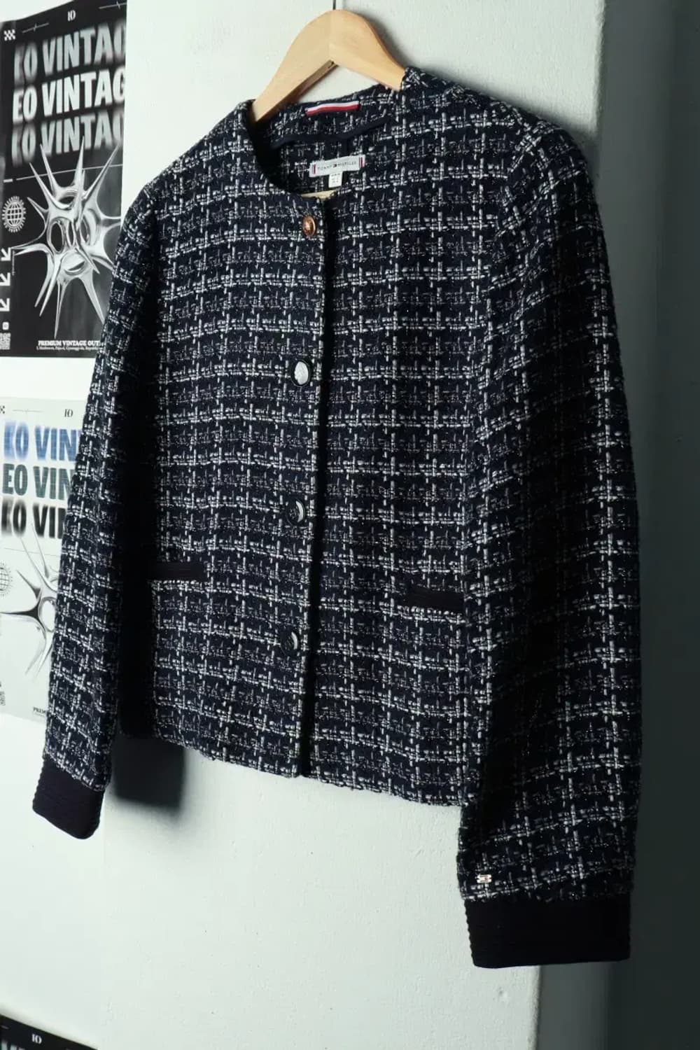 W(S) 타미힐피거 집업 바람막이 점퍼자켓 트위드 네이비-16A2B 상품이미지1