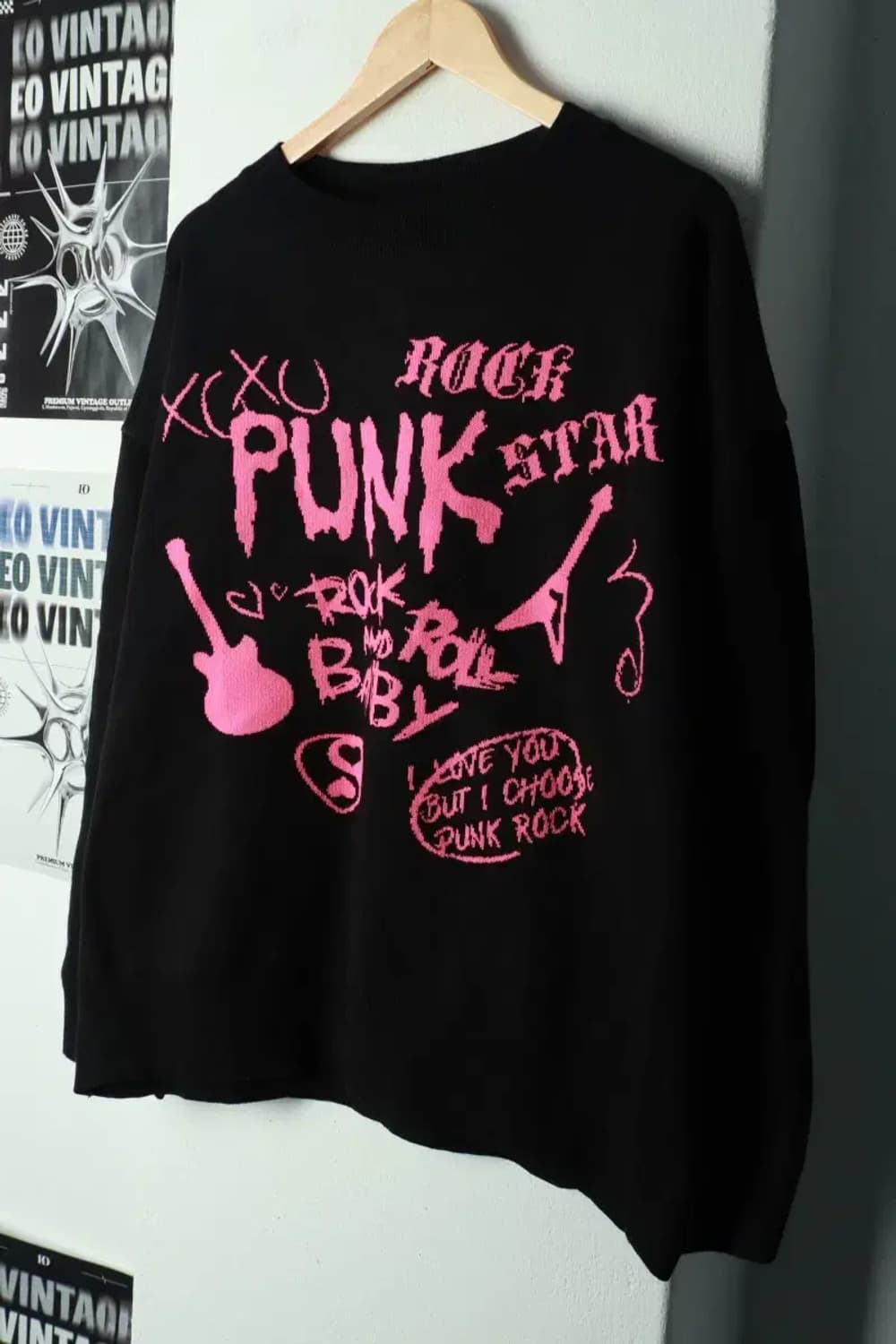 W(F) 러브이즈트루 니트 새상품 스트릿 블랙-16A2D 상품이미지1