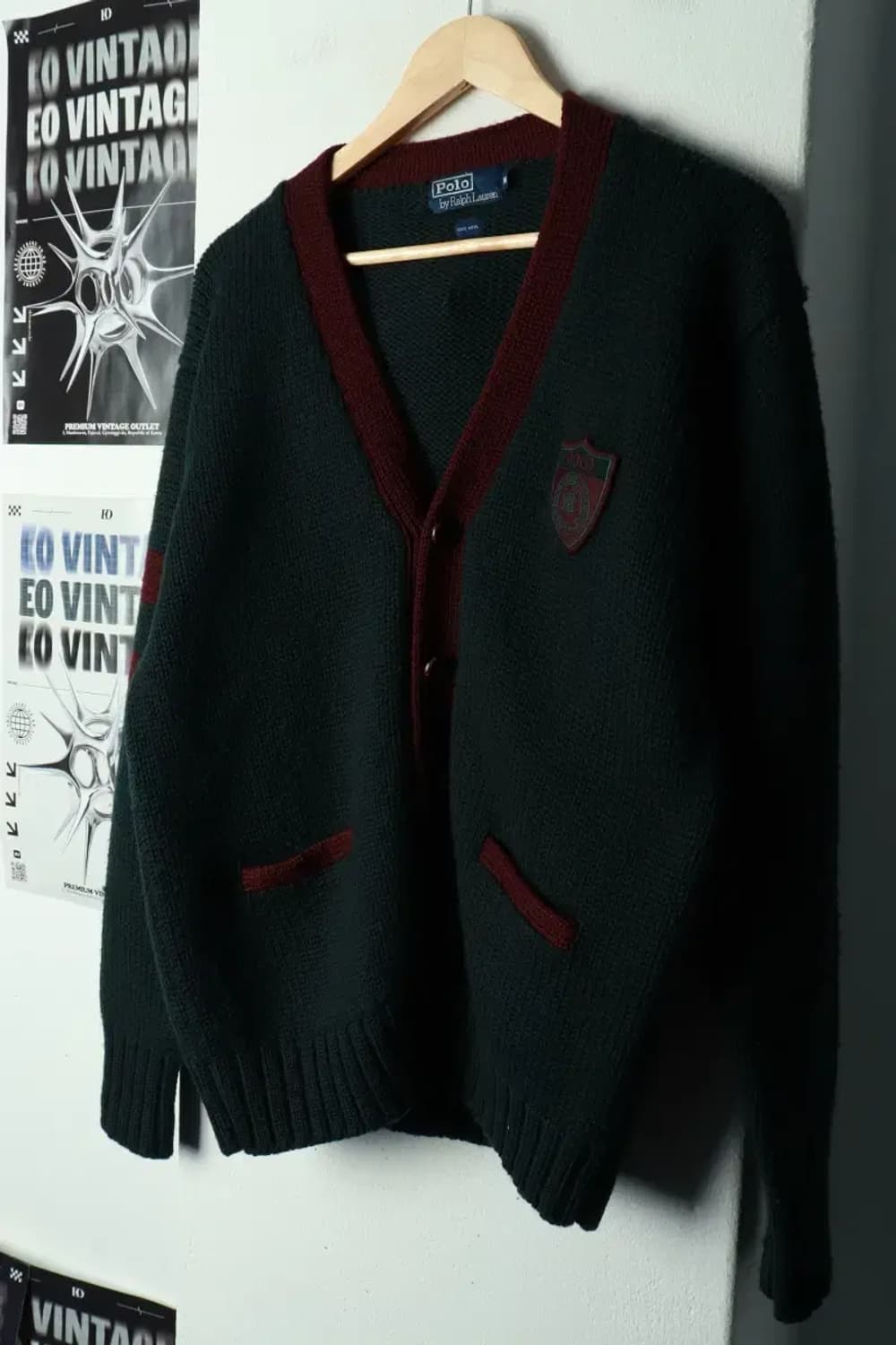 (M-L) 폴로 랄프로렌 니트 가디건 그린 울 올드스쿨-16A2F 상품이미지1