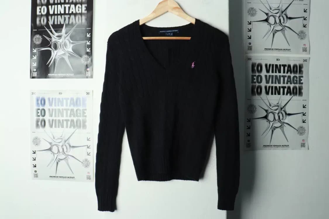 W(M-L) 폴로 랄프로렌 니트 케이블 꽈배기 블랙 포니-16A35 상품이미지2