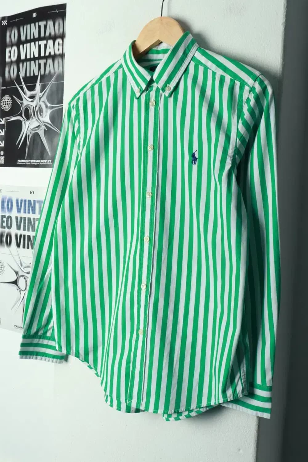 W(S) 폴로 랄프로렌 셔츠 남방 스트라이프 그린 포니-16A36 상품이미지1
