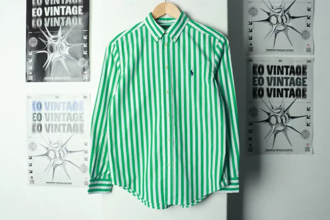 W(S) 폴로 랄프로렌 셔츠 남방 스트라이프 그린 포니-16A36 상품이미지2