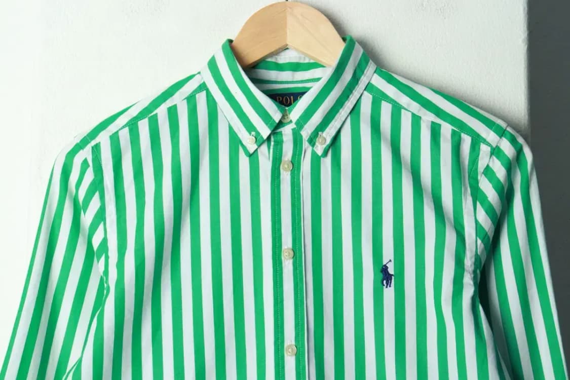 W(S) 폴로 랄프로렌 셔츠 남방 스트라이프 그린 포니-16A36 상품이미지3