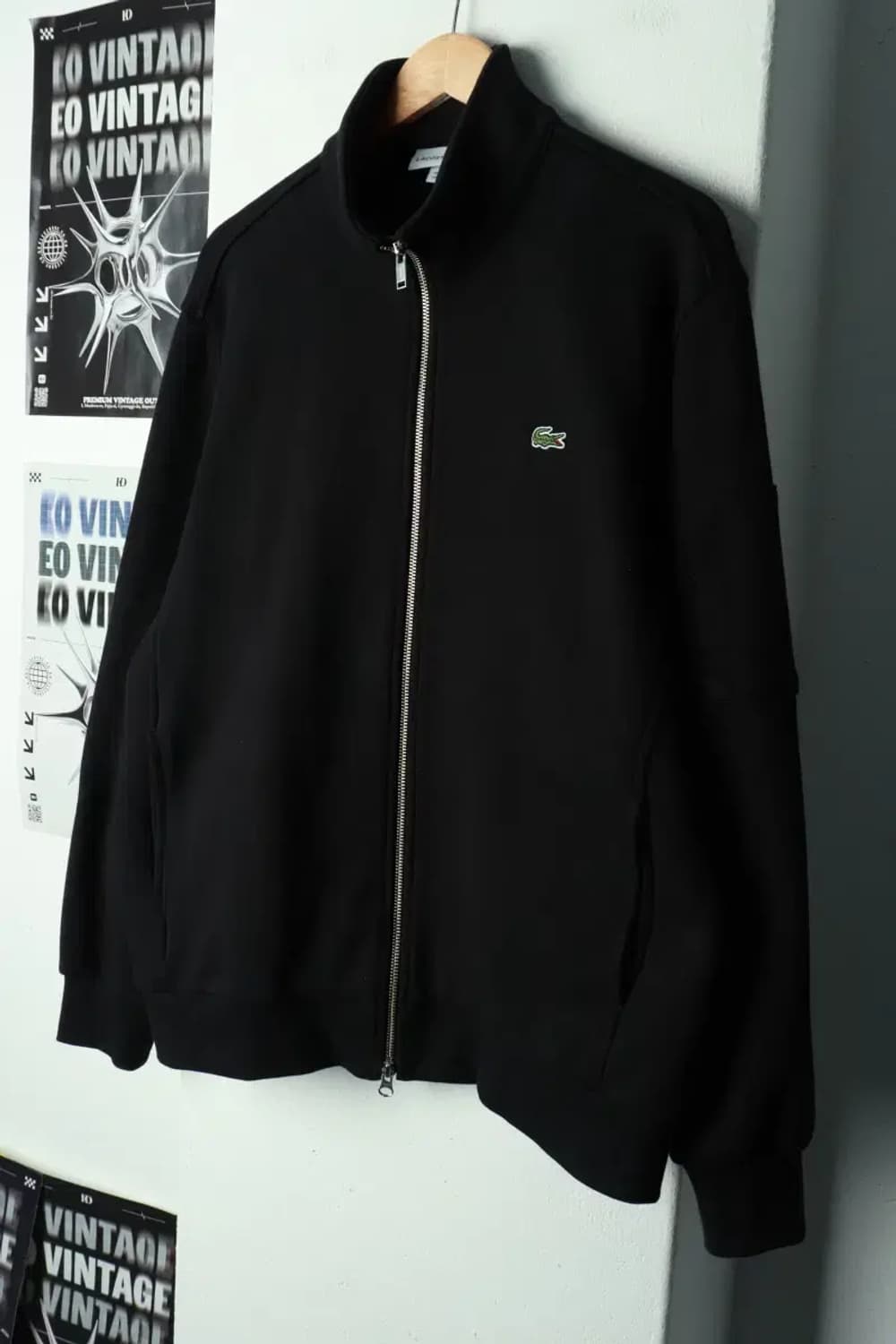 (L-XL) 라코스테 집업 바람막이 점퍼자켓 놈코어 블랙 면-16A3F 상품이미지1