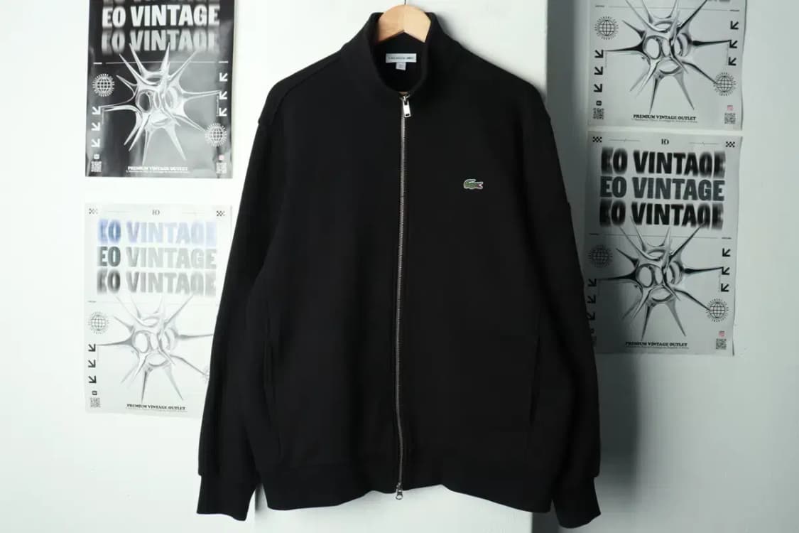 (L-XL) 라코스테 집업 바람막이 점퍼자켓 놈코어 블랙 면-16A3F 상품이미지2