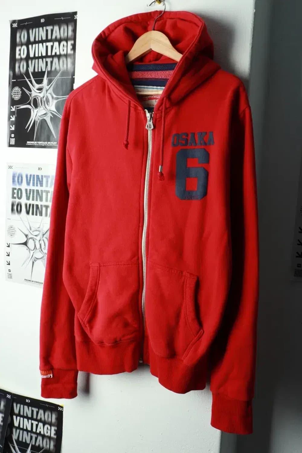 (L-XL) 슈퍼드라이 후드집업 기모 레드 오사카 한정판-16A44 상품이미지1