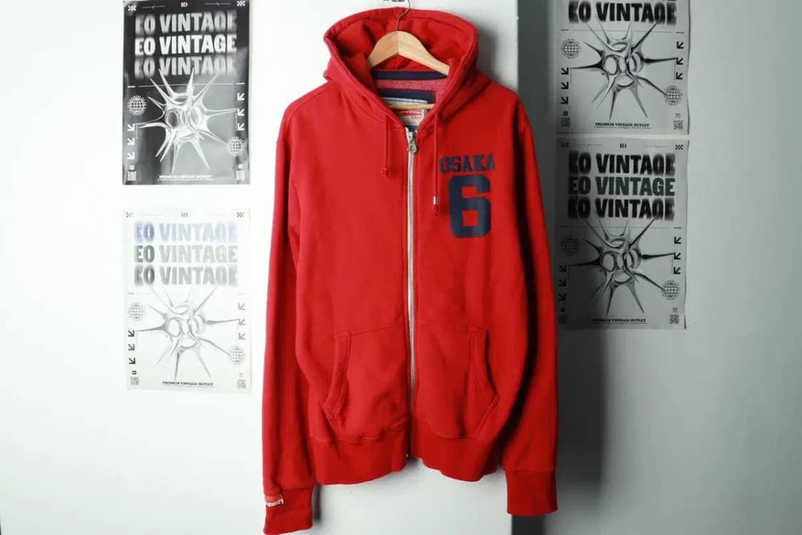 (L-XL) 슈퍼드라이 후드집업 기모 레드 오사카 한정판-16A44 상품이미지2