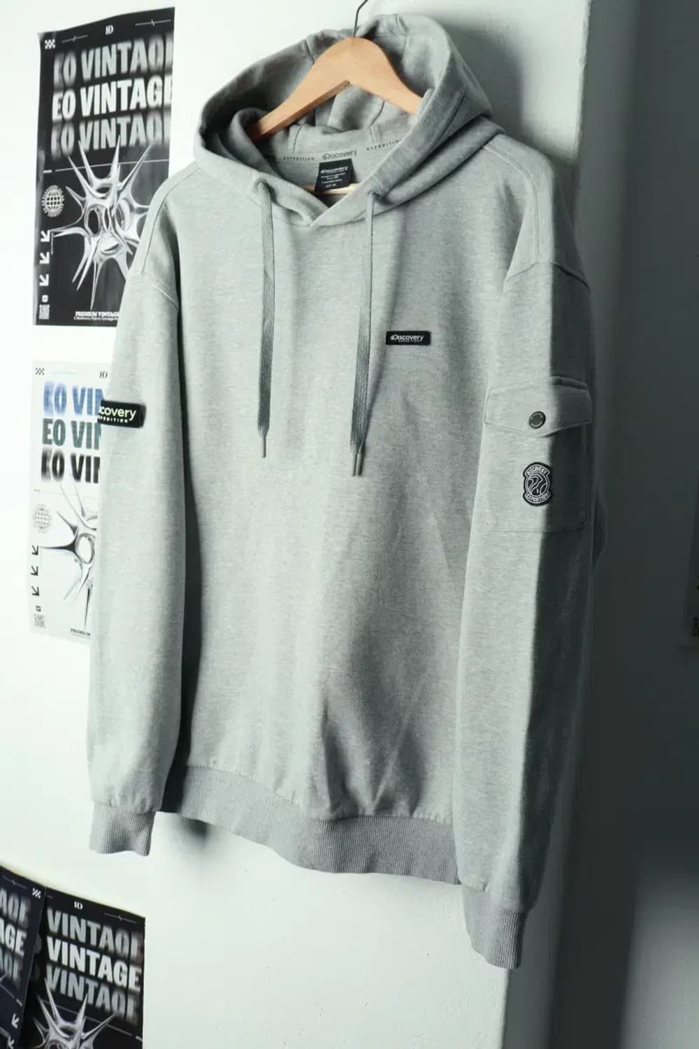 (2XL) 디스커버리 후드티셔츠 빅사이즈 그레이 올드스쿨-16A47 상품이미지1