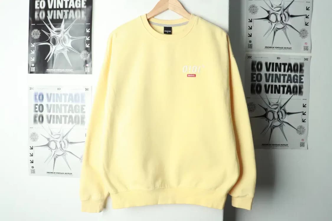 W(F) 오아이오아이 맨투맨 티셔츠 노랑 기모 키치-16A4B 상품이미지2