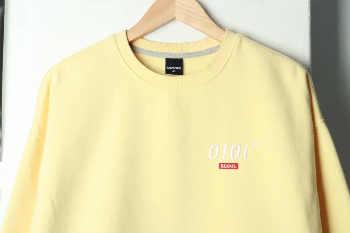 W(F) 오아이오아이 맨투맨 티셔츠 노랑 기모 키치-16A4B 상품이미지3