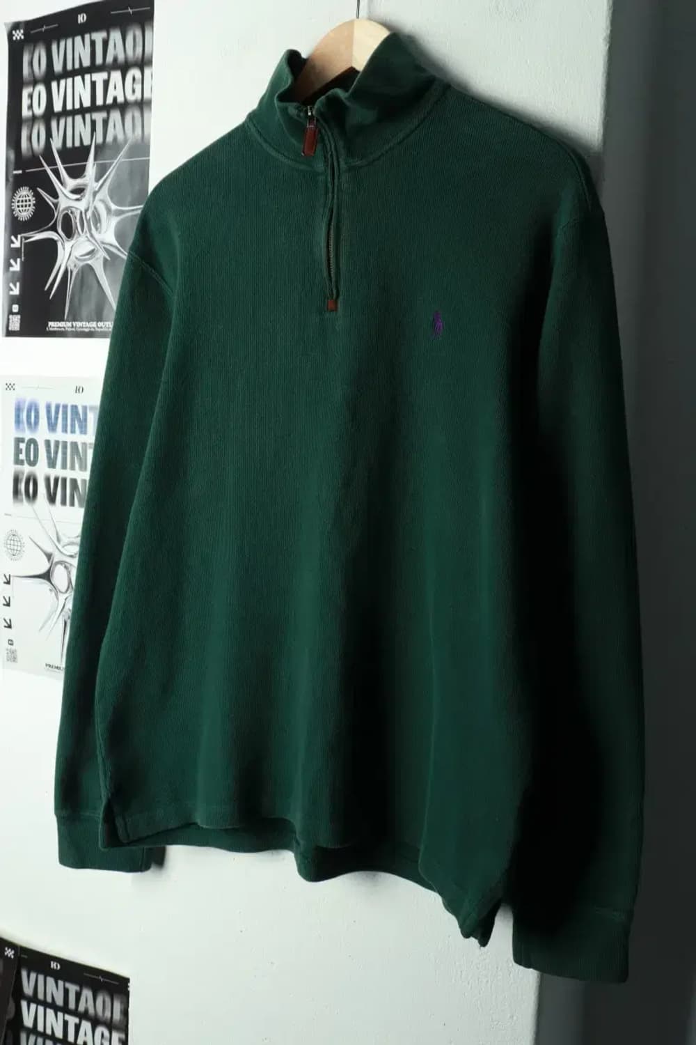 (M-L) 폴로 랄프로렌 니트 작은사용감 반집업 그린 포니-169F9 상품이미지1