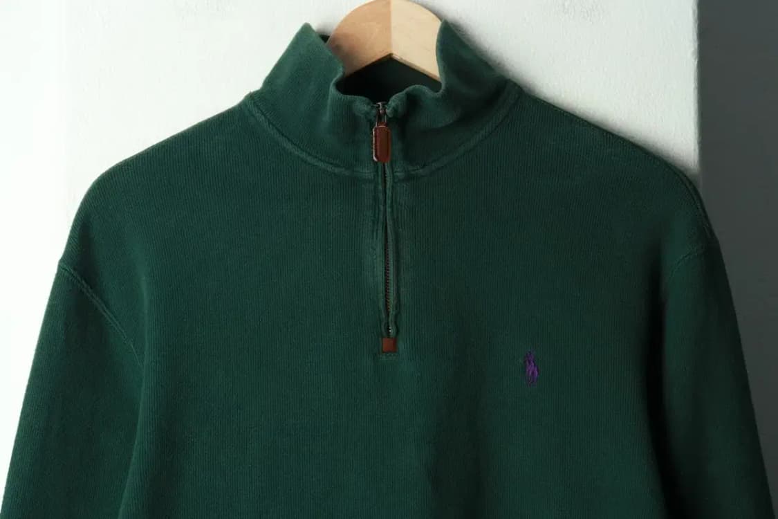 (M-L) 폴로 랄프로렌 니트 작은사용감 반집업 그린 포니-169F9 상품이미지3