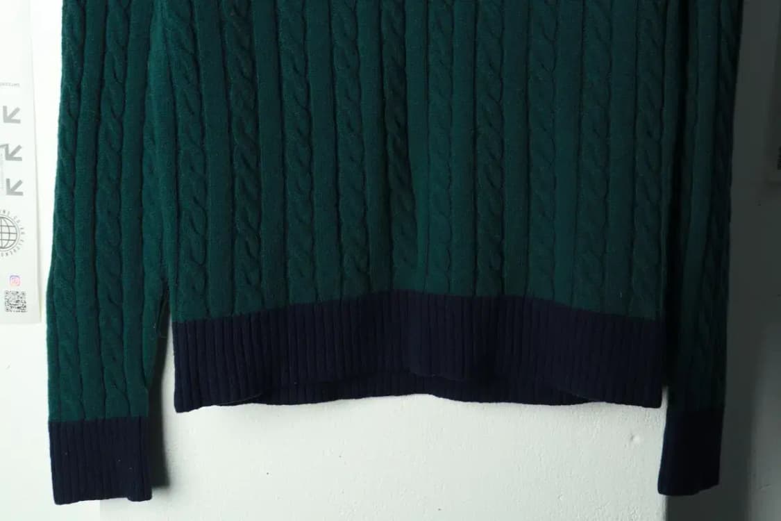 (M) 타미힐피거 니트 워셔블 케이블 꽈배기 그린 울-169FA 상품이미지4