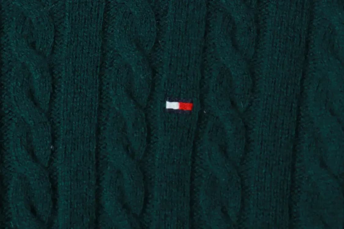 (M) 타미힐피거 니트 워셔블 케이블 꽈배기 그린 울-169FA 상품이미지5