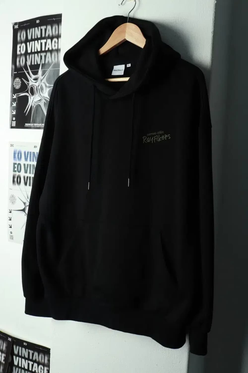 (L-XL) 레이피커스 후드티셔츠 프린팅 블랙 키치-16A01 상품이미지1