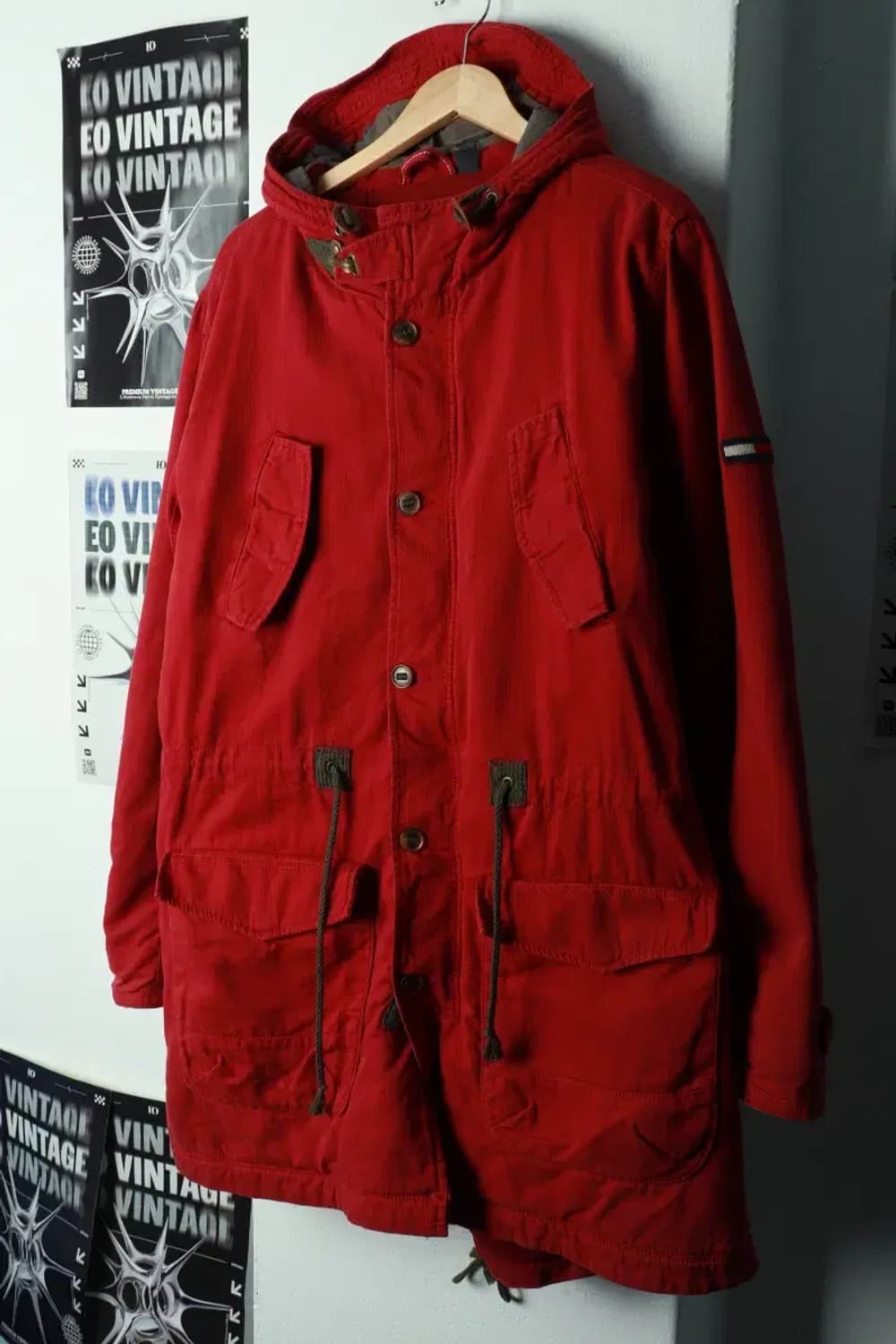 (L-XL) 타미힐피거 패딩 점퍼자켓 야상 아메카지 레드 유틸-16A08 상품이미지1