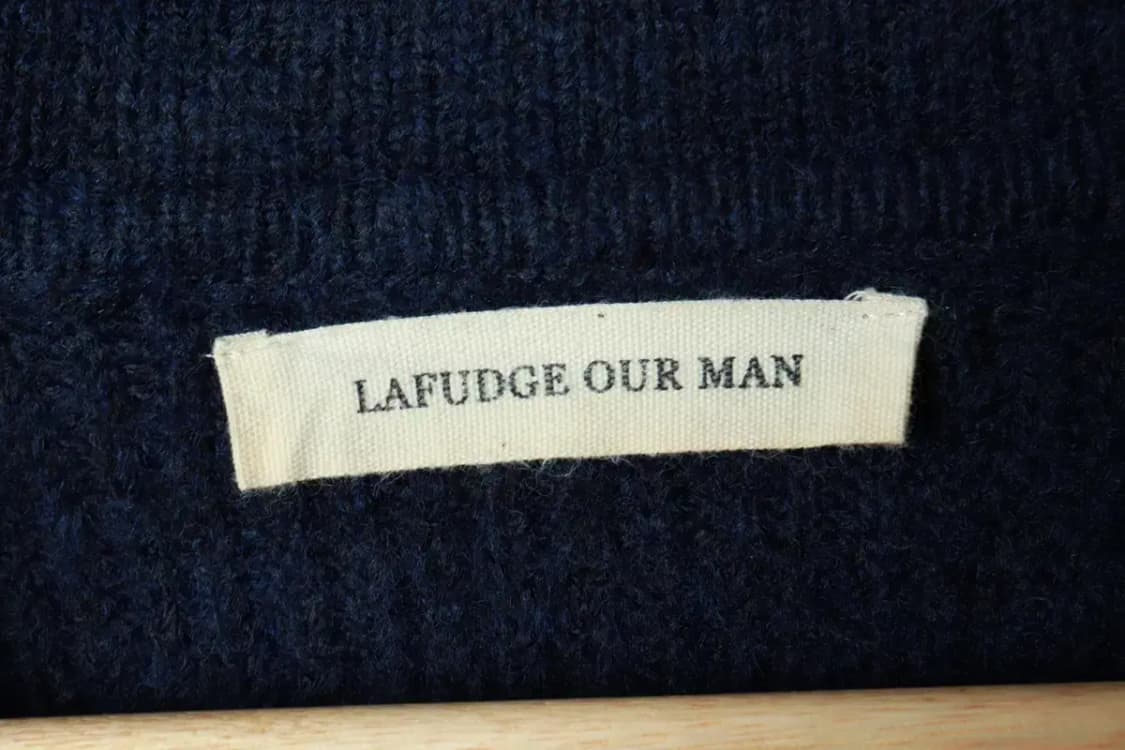 (L-XL) 라퍼지스토어 니트 가디건 카라 네이비 헤비울-16A10 상품이미지5