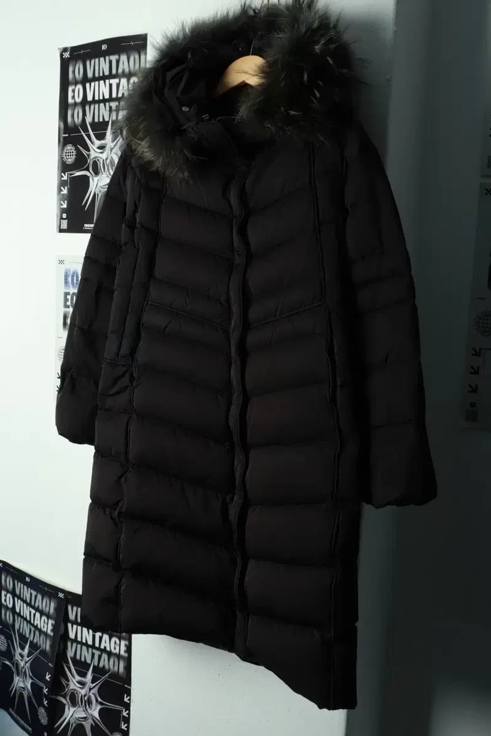 W(S-M) 시스템 패딩 점퍼자켓 한섬 구스다운 블랙 롱-16A12 상품이미지1