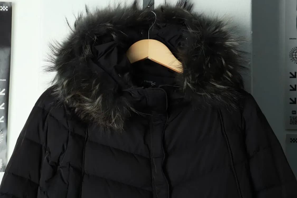 W(S-M) 시스템 패딩 점퍼자켓 한섬 구스다운 블랙 롱-16A12 상품이미지3